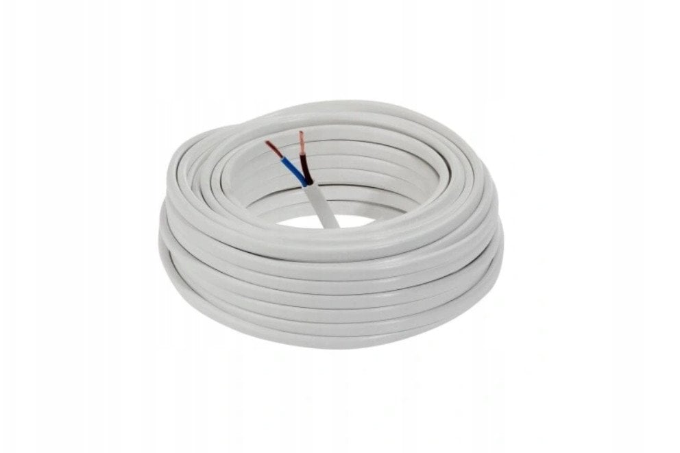 Przewód OMY 2x0,5mm2 300/300V biały krążek 100m