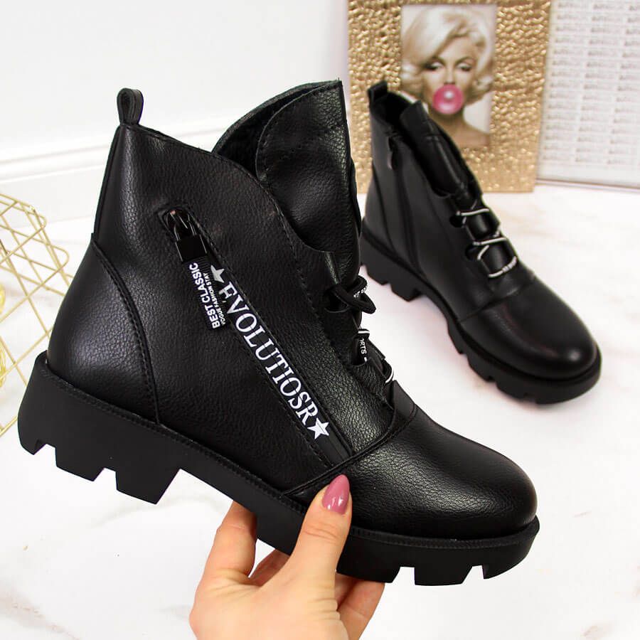 Sergio Leone Botki damskie ocieplane z napisem czarne Sergio Leone 37