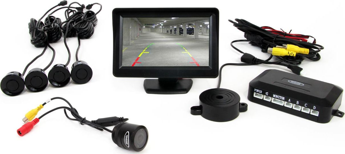 AMiO 01100 Zestaw czujników 4 sensory czarne TFT 4,3 z kamerą Night Vision 301