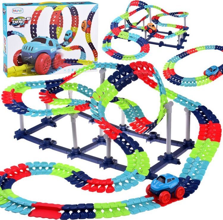 Jokomisiada Długi giętki tor samochodowy + autko 291 elementów ZA4768