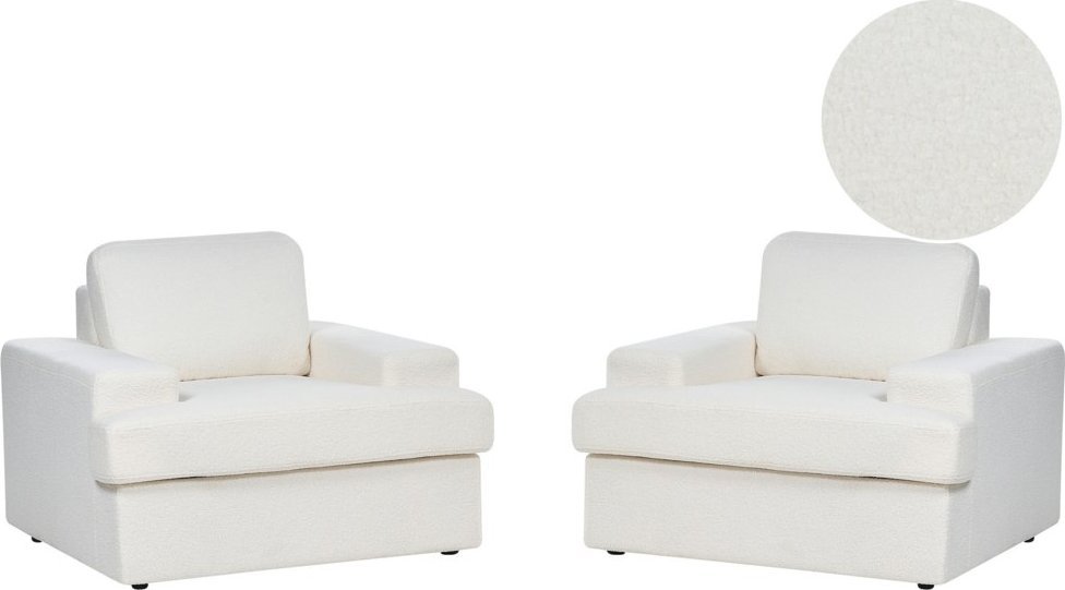 Beliani Zestaw 2 foteli boucle biały ALLA