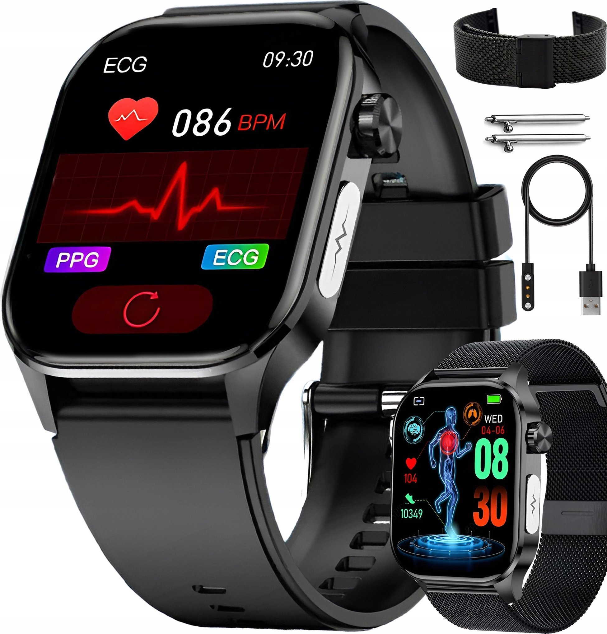 SMARTWATCH LAZIRD EKG0025 Męski Zegarek EKG FUNKCJA POMIARU CUKRU CIŚNIENIOMIERZ ROZMOWY