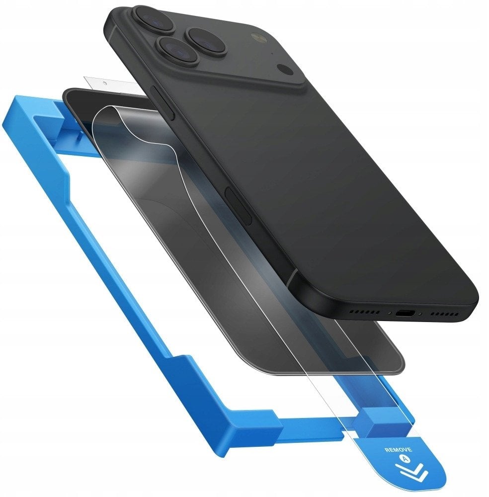 Uniq Optix Exofit Privacy tempered glass for iPhone 17 Pro with applicator