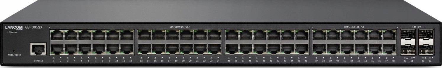 Switch LANCOM Systems Managed L3-Lite Multi-Gig PoE+802.3at Switch, 36x 1GE PoE+ / 12x 2,5GE PoE+ / 4x 10G SFP+ Ports, 212 GBit/s Durchsatz, IEEE 802.