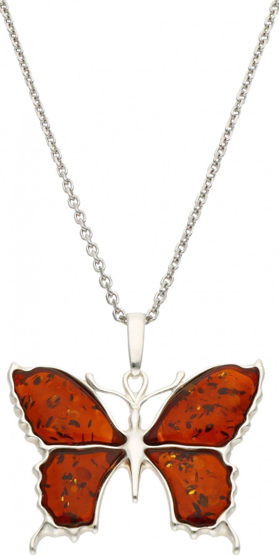 Rosanto Zawieszka motyl z ciemnym bursztynem bałtyckim 925