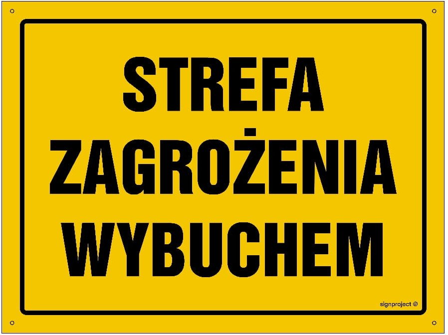 Strefa Zagrozenia Wybuchem - Duża Tablica Wododporna 600X430 Bn Płyta Żółta Libres Polska Sp Oa160 5904937517165