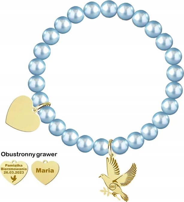 Radziszewska Jewellery Bierzmowanie Pozłacana Bransoletka perły GRAWER