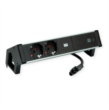 BACHMANN DESK2 ALU BLACK 2xP40, 1xUSBC 60W 0,2m GST18 Italia
