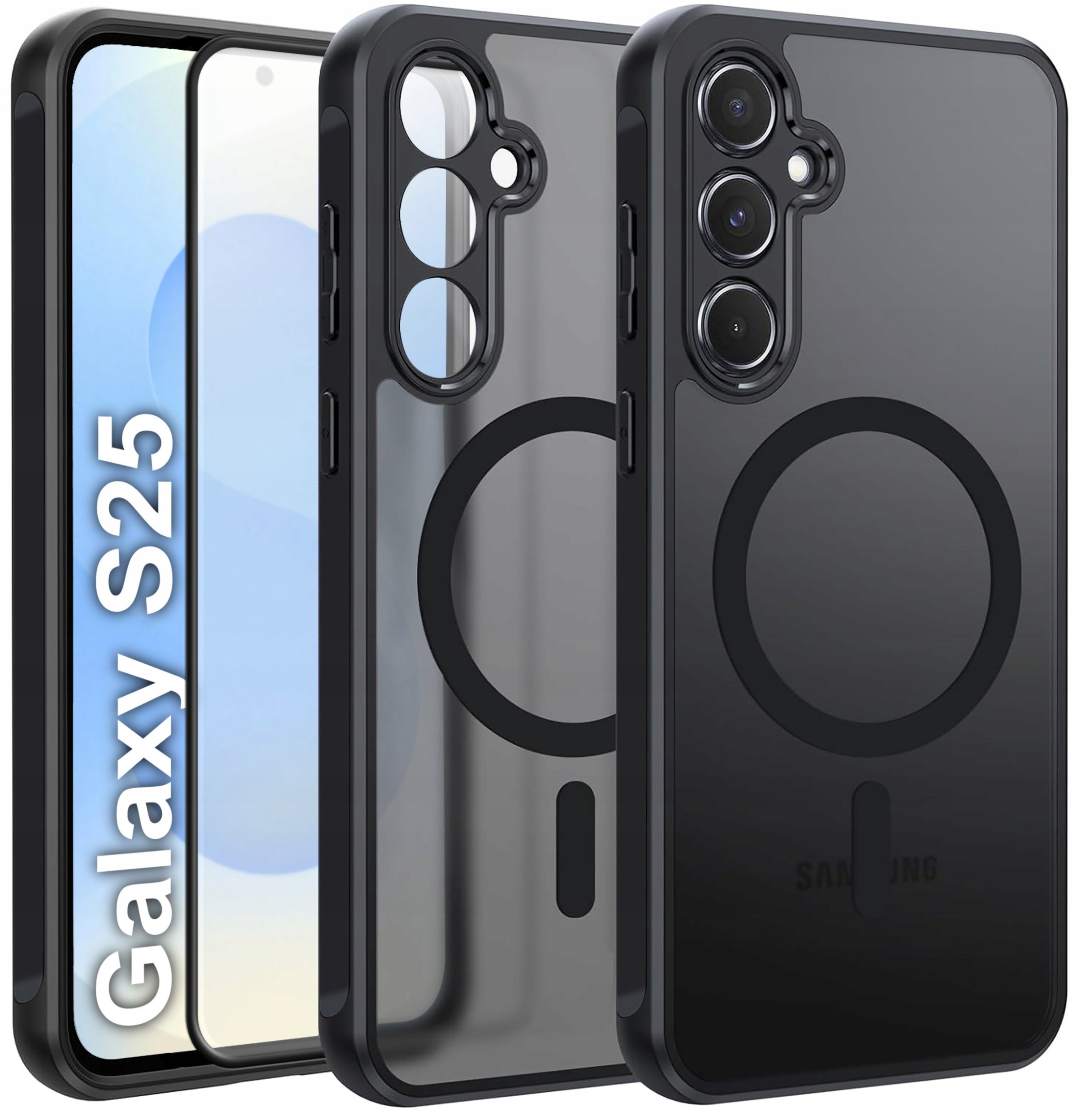 Etui do Samsung S25 do MagSafe MATT CASE WZMACNIANE Szkło 5D PREMIUM