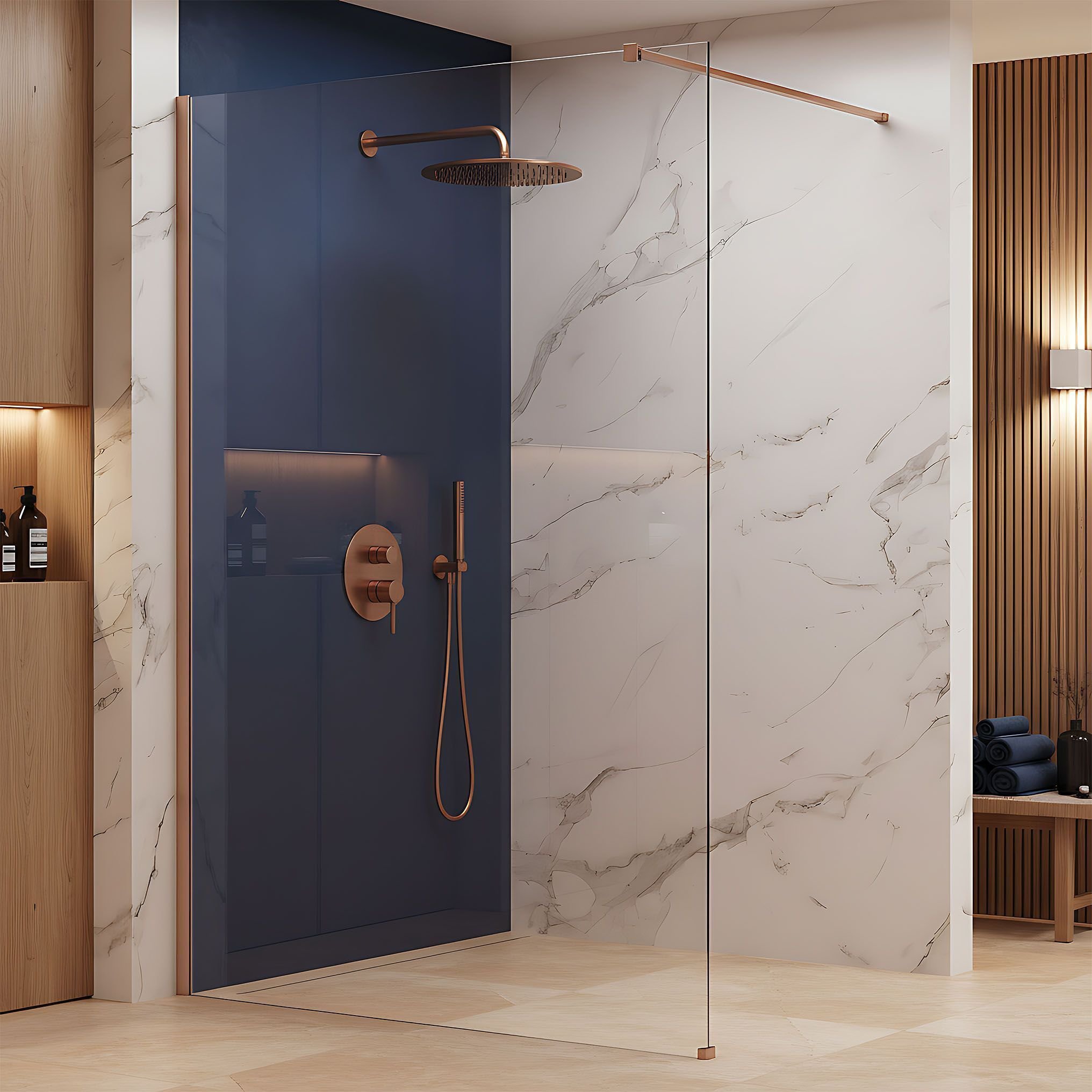 Rea Kabina prysznicowa Walk-In Flexi Transparent / Brush Copper 100