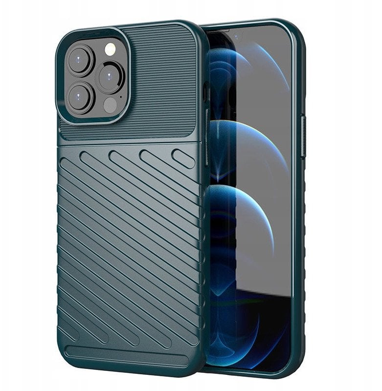 Thunder Case elastyczne pancerne etui pokrowiec iPhone 13 Pro Max zielony