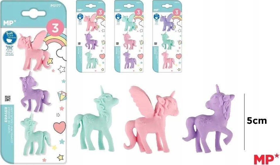 Teka Gumka kolorowa do ¶cierania Jednorożec 3szt