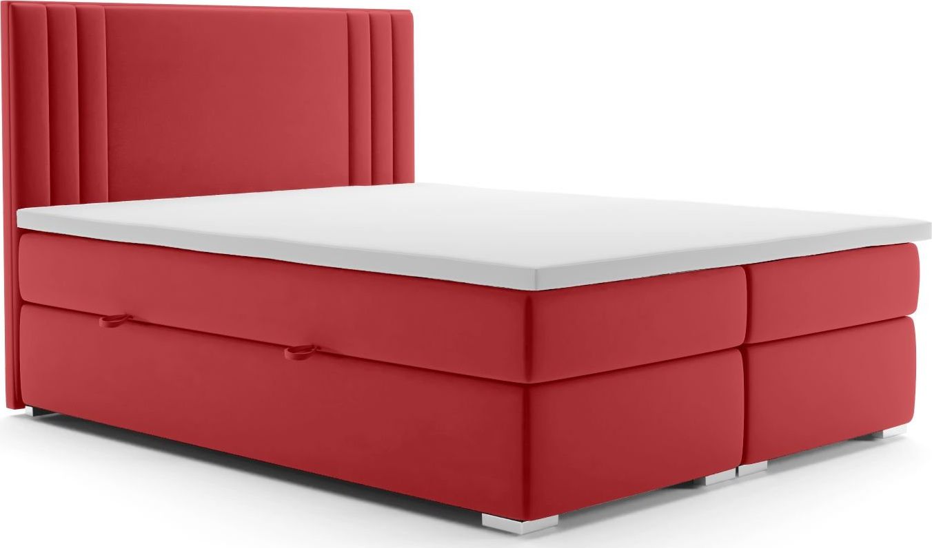 LAVERTO Łóżko kontynentalne MAO 180x200 bordowe velvet z pojemnikiem