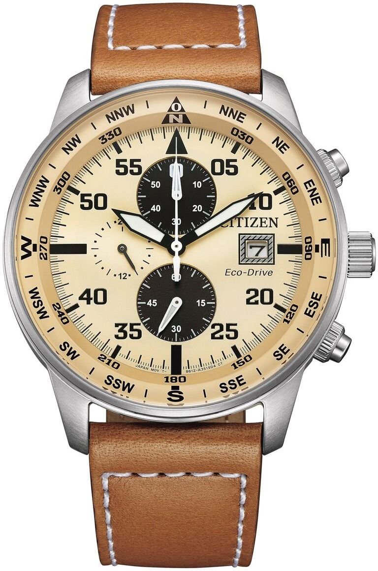 Zegarek Citizen Męski Zegarek Aviator Chrono CA0880-15X Vintage Lotnictwo i Eco-Drive