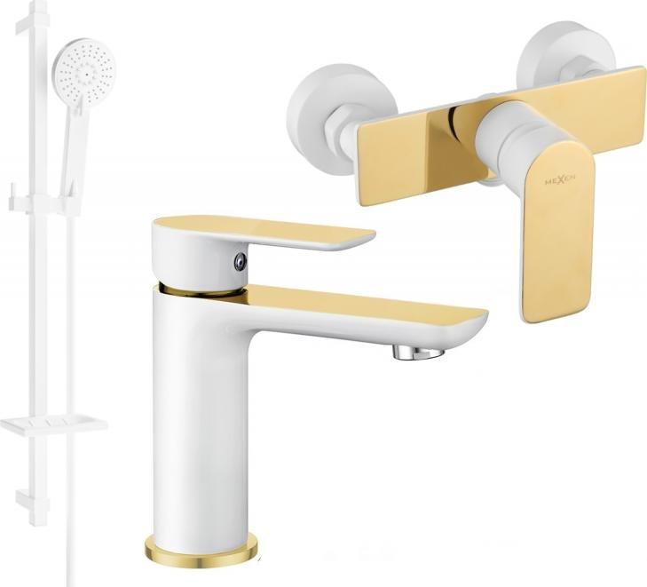 Bateria prysznicowa Mexen Mexen Alfa DQ40 zestaw prysznicowy, biały/złoty - 745704DQ40-25