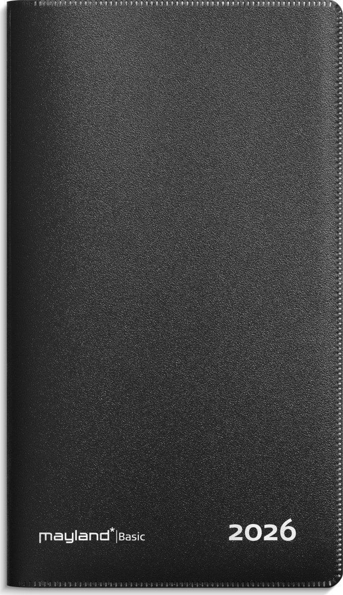 Basic månedskalender sort PP-plast 2026