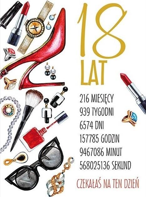 Stamp Karnet Party naklejany B6+koperta Urodziny 18 wz10