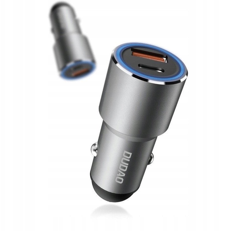 Dudao ładowarka samochodowa USB / USB Typ C Power Delivery Quick Charge 22,5 W szary (R4PQ)