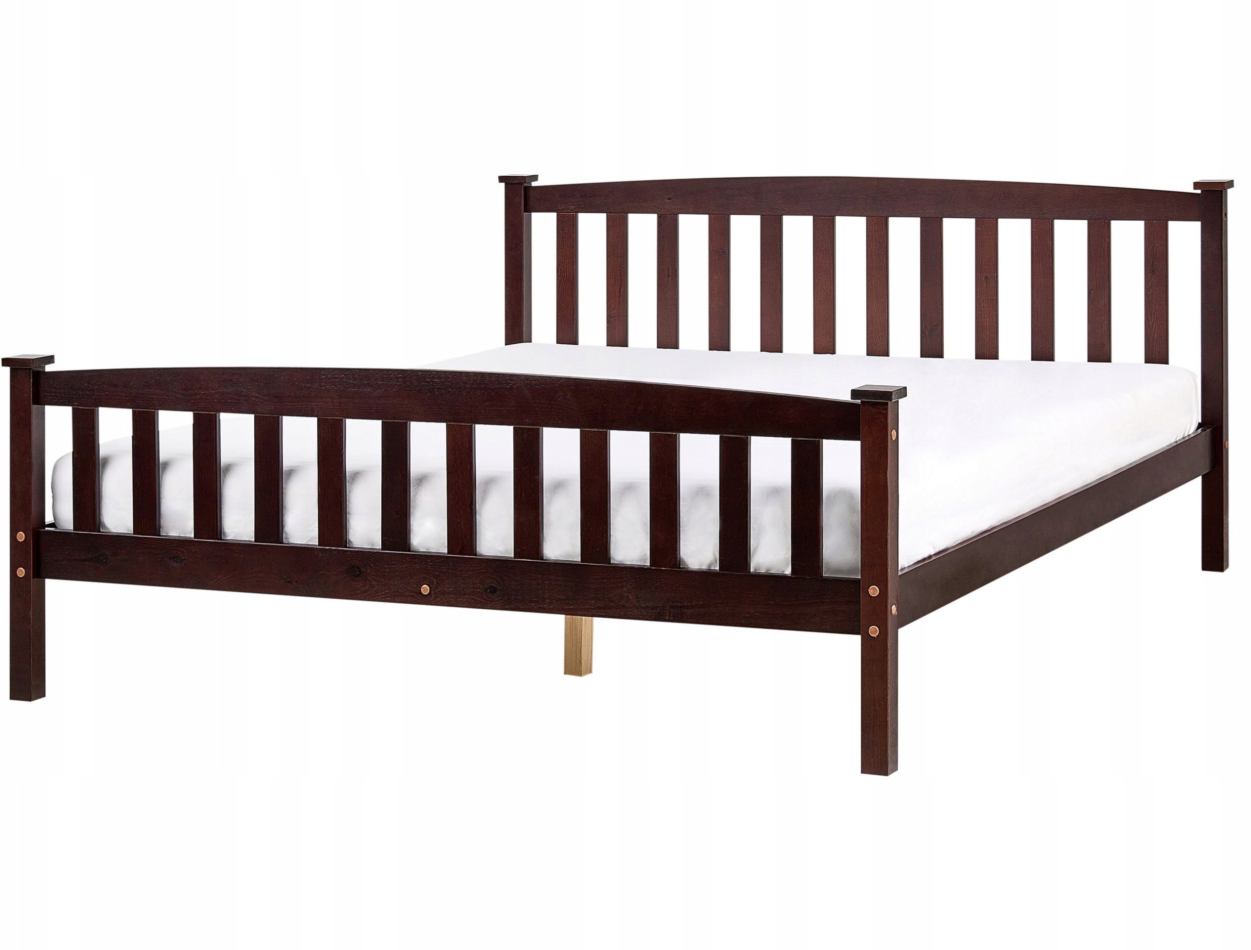 Łóżko Drewno sosnowe GIVERNY 160 x 200 cm Ciemnobrązowy