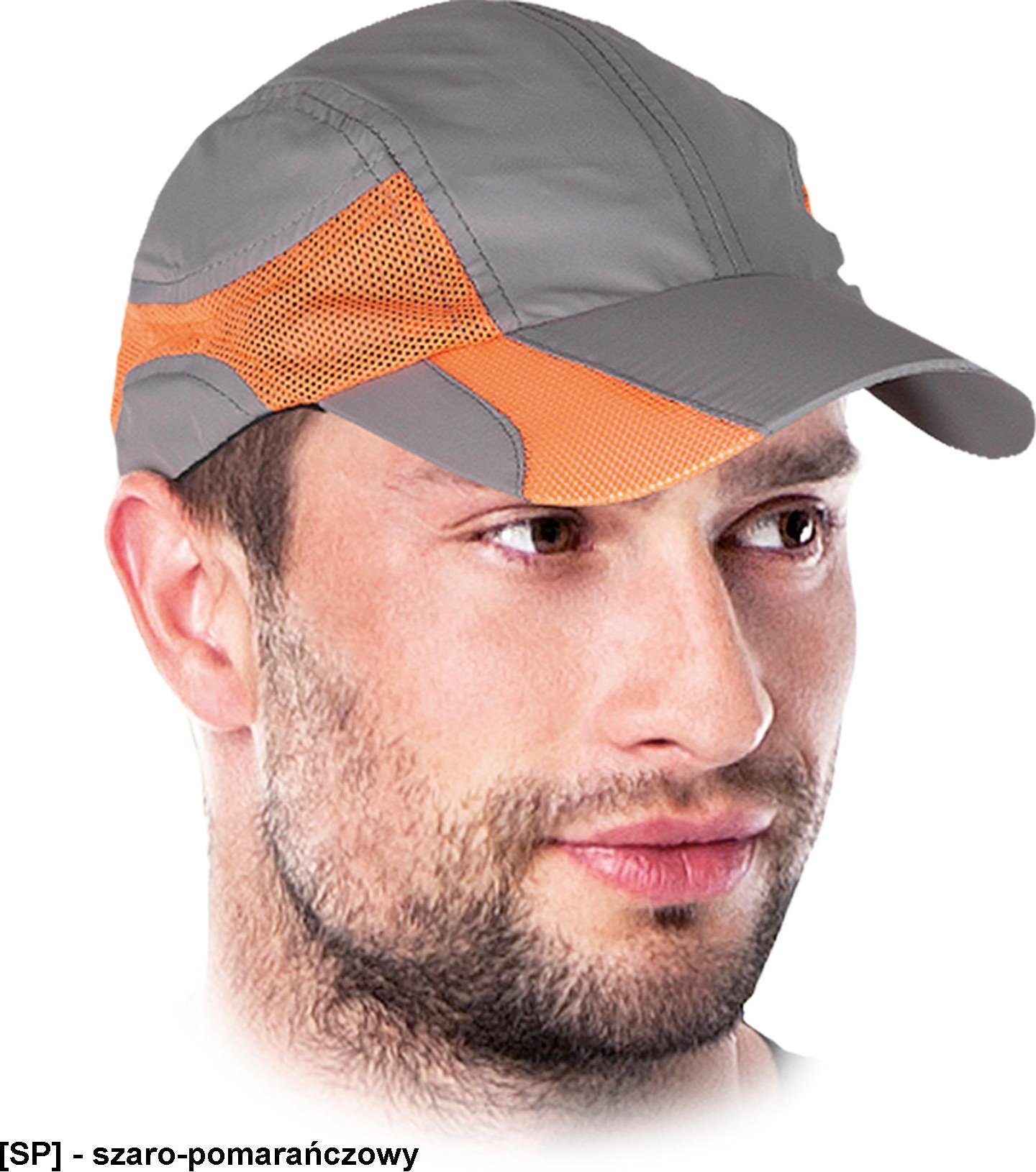 R.E.I.S. CZFLASH - Czapka z daszkiem idealna na upalne dni - szaro-pomarańczowy