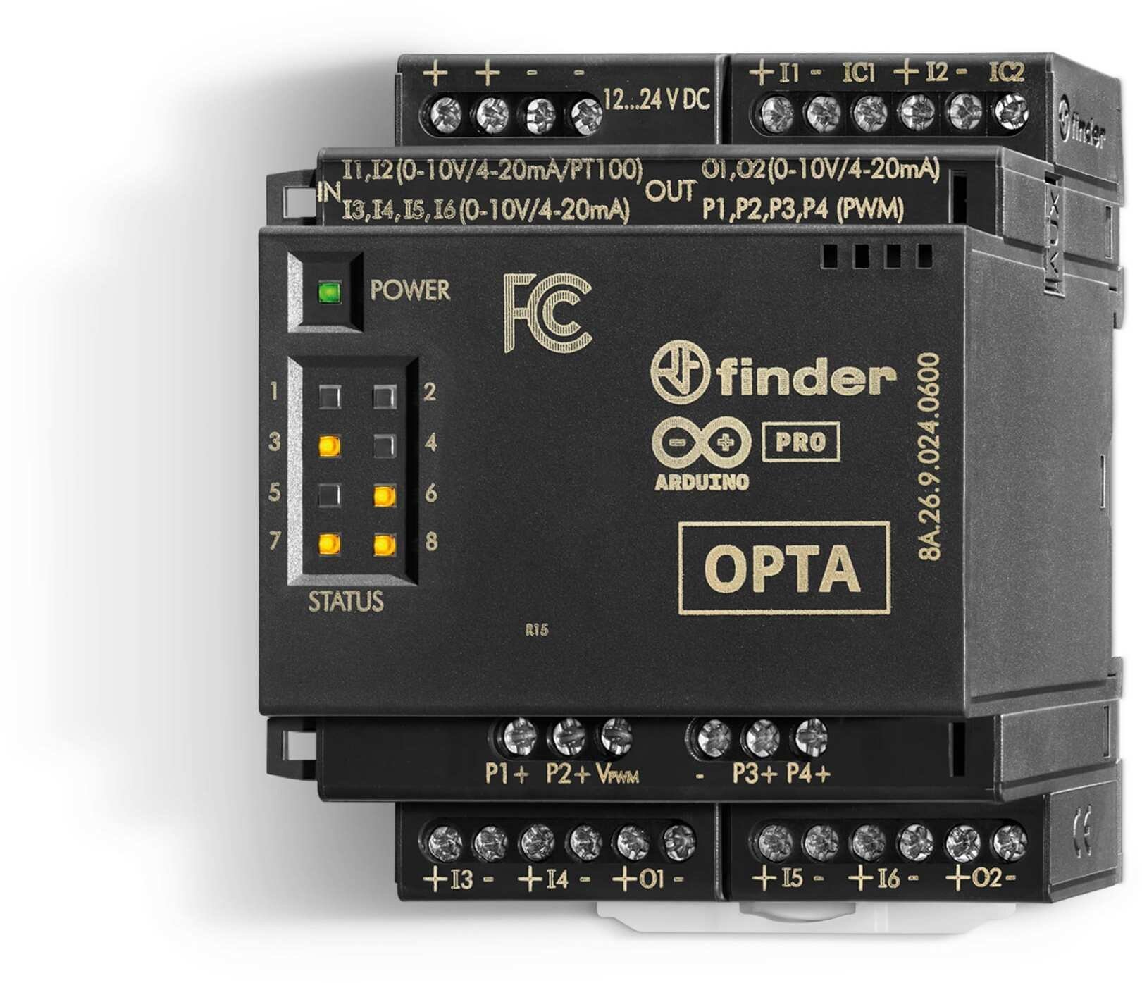 Moduł rozszerzeń OPTA - 6 wej. analogowych 0…10 V,4…20 mA,PT100 (2-3-przewodowy), 2 wyj. analogowe 0…10 V,4…20mA. 4PWM