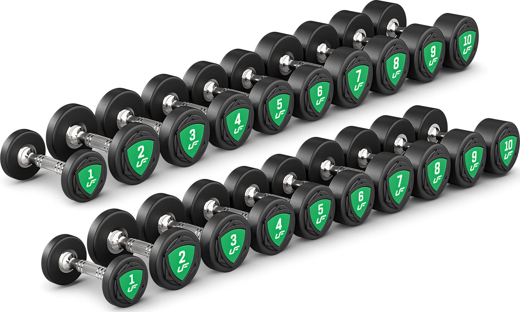 Zestaw hantli stałych poliuretanowych 1-10kg (skok co 1 kg) 110 kg -UpForm