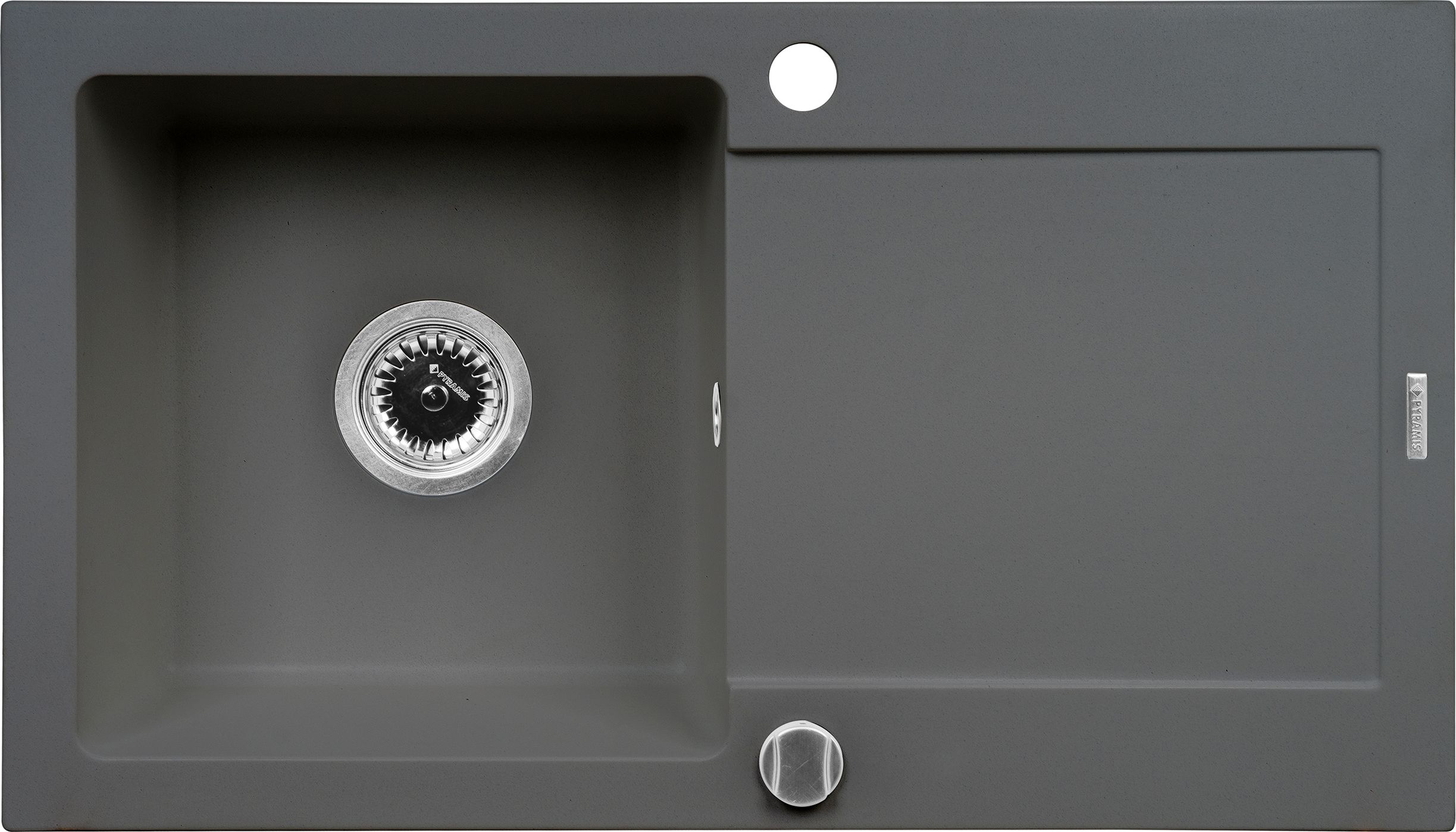 Zlewozmywak Pyramis Zlewozmywak granitowy Pyramis MIDO 76x44 1B 1D Szary beton