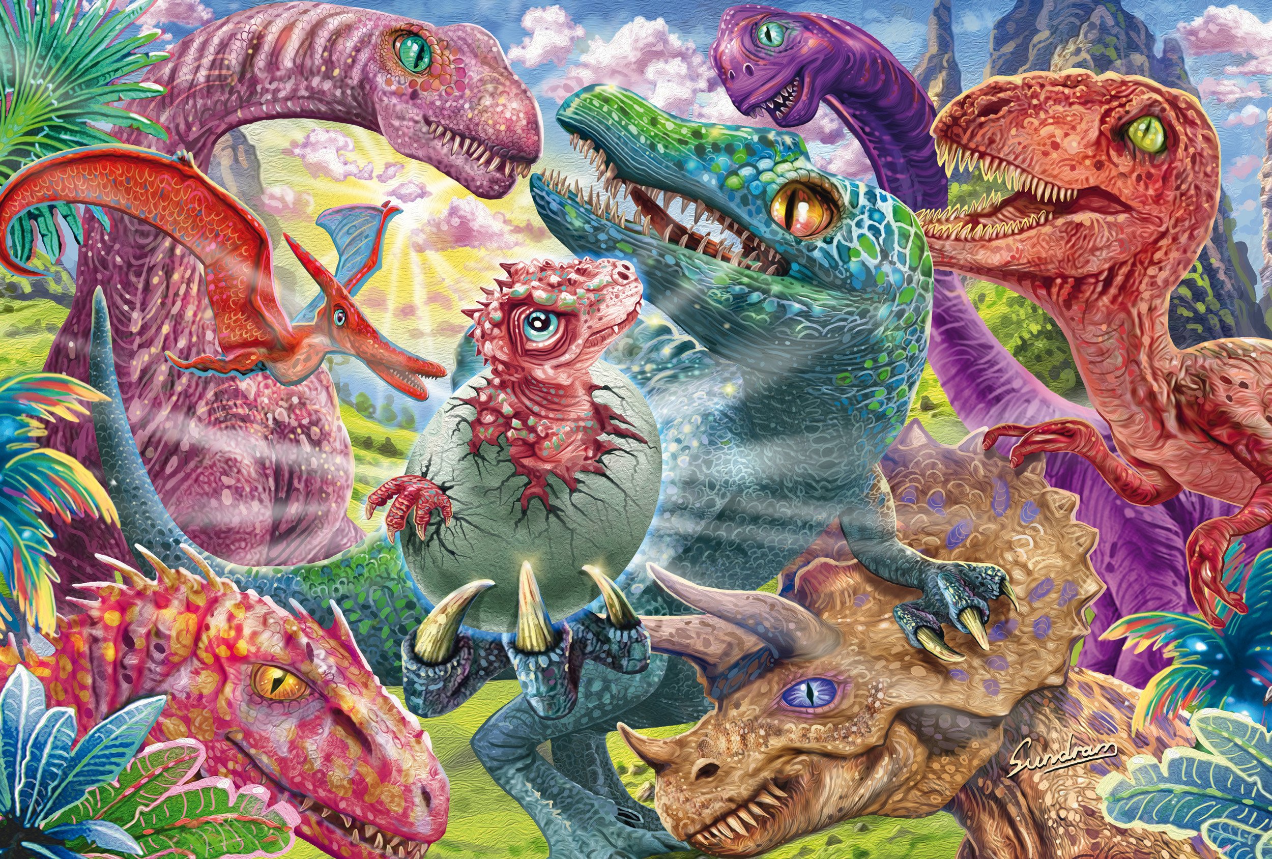 Puzzle PQ 100 Duże przygody małych dinozaurów G3