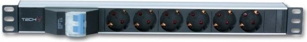 Techly LISTWA ZASILAJĄCA RACK 19 1U 250V/16A 6X SCHUKO 3M (100471)