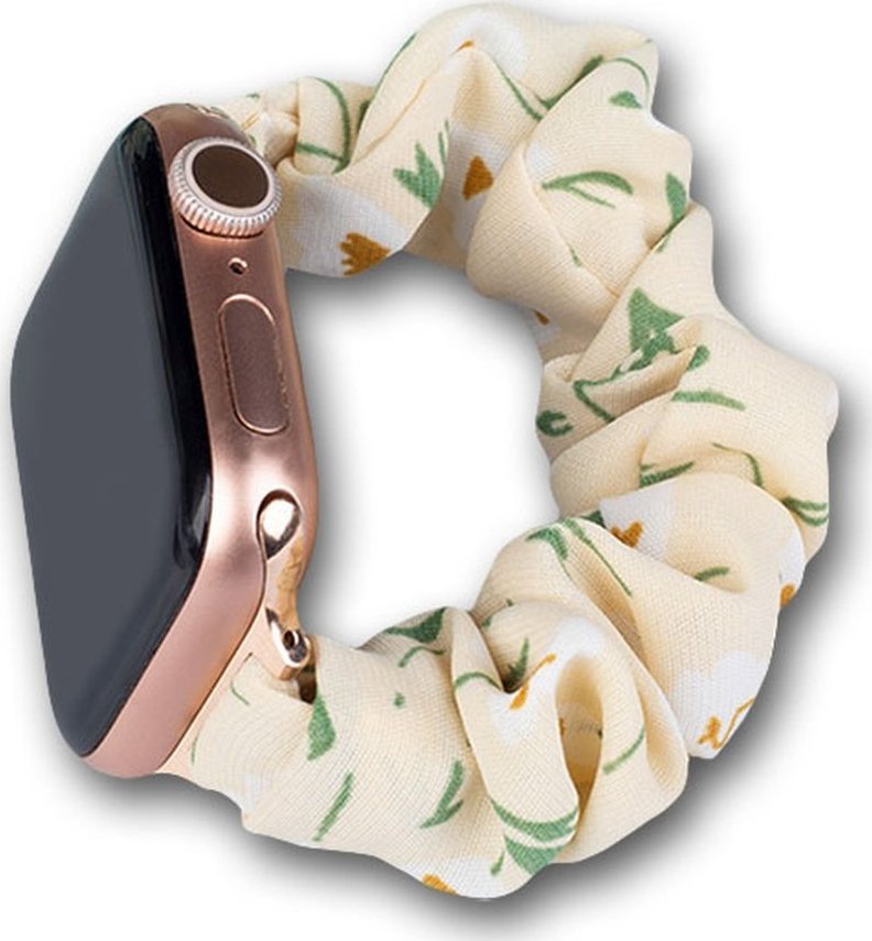 Hurtel Materiałowa opaska do Watch 7 / 6 / 5 / 4 / 3 / 2 / SE (45 / 44 / 42mm) pasek bransoleta bransoletka na gumce żółty