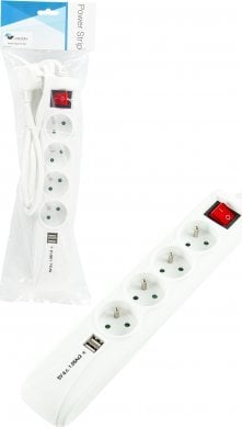 LOGON LPS165 rozgałęziacz 1,5 m 4 x gniazdo sieciowe Wewnątrz/Na wolnym powietrzu Biały
