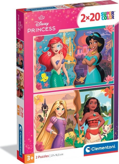 Clementoni Puzzle SuperColor Disney Princess 2x20 elementów (24092)