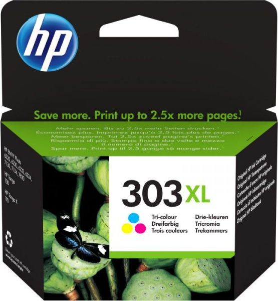 Tusz HP HP 303XL - 10 ml - High coverage - dye-based tricolor - Original ink cartridge - for Envy Photo 6220, Photo 6230, Photo 6255, Photo 7134, Phot