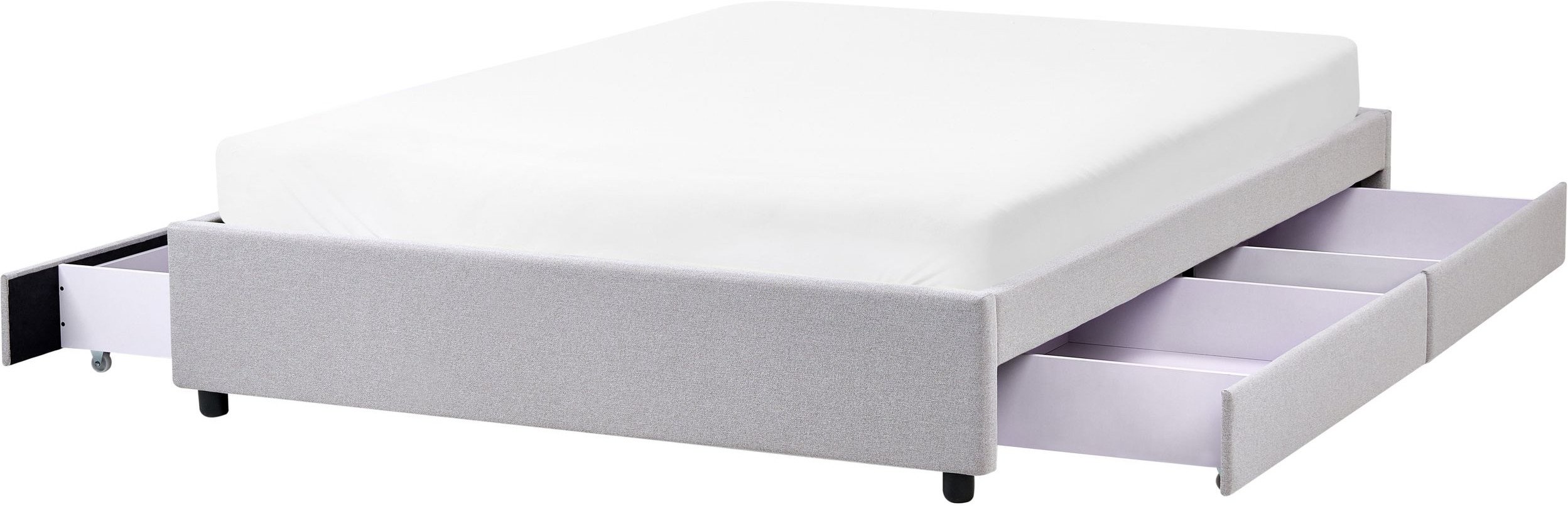 Łóżko z szufladami bez zagłówka PRADES 140 x 200 cm Jasnoszary