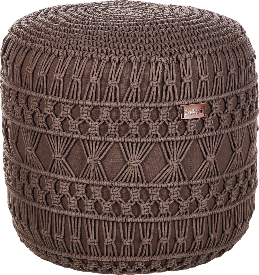 Beliani Puf bawełniany makrama 40 x 40 x 40 cm brązowy THAKOT