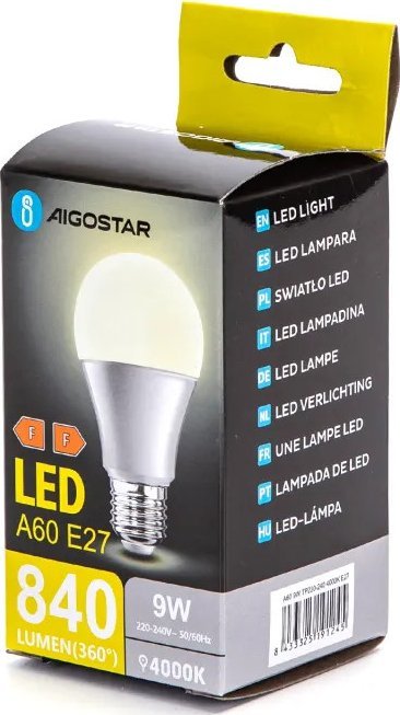 Aigostar Żarówka LED A60 E27 9W 4000k LED A60 E27 9W 4000k