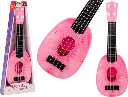 Ukulele Dla Dzieci Mini Gitara 4 Struny Motyw Brzoskwini Gitarka Różowa 15″