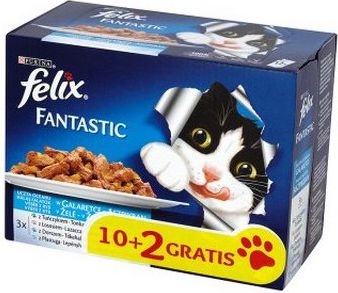 Purina KARMA DLA KOTÓW FELIX FANTASTIC RYBA(12X100G) 10+2