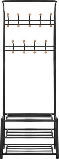Elior Wieszak na ubrania z półkami na buty Helio - Czarny