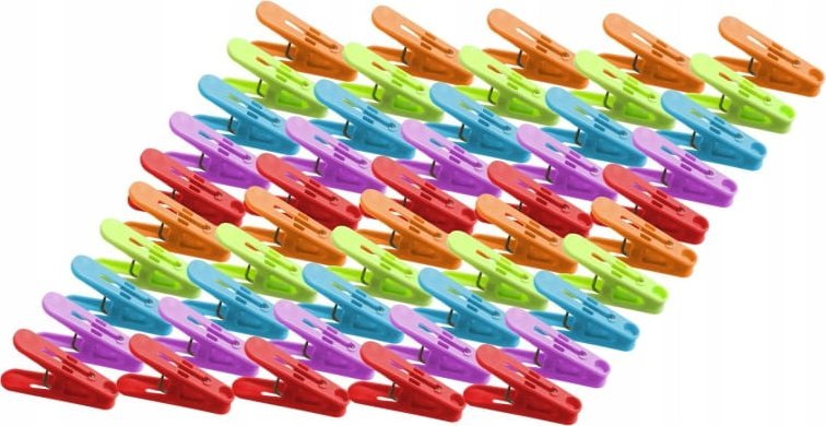 Klamerki spinacze do prania ubrań bielizny kolorowe 50szt zestaw