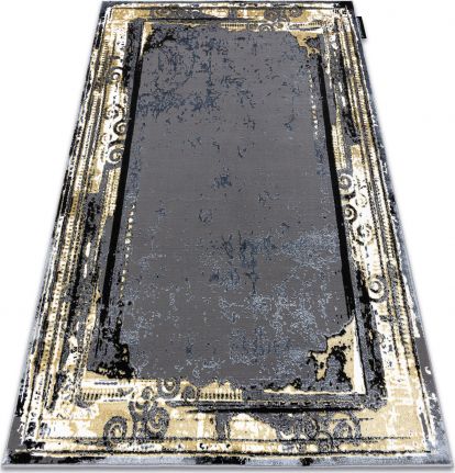 Dywany Łuszczów Dywan DE LUXE nowoczesny 628 Ornament vintage przecierany - Strukturalny szary / złoty, 160x220 cm