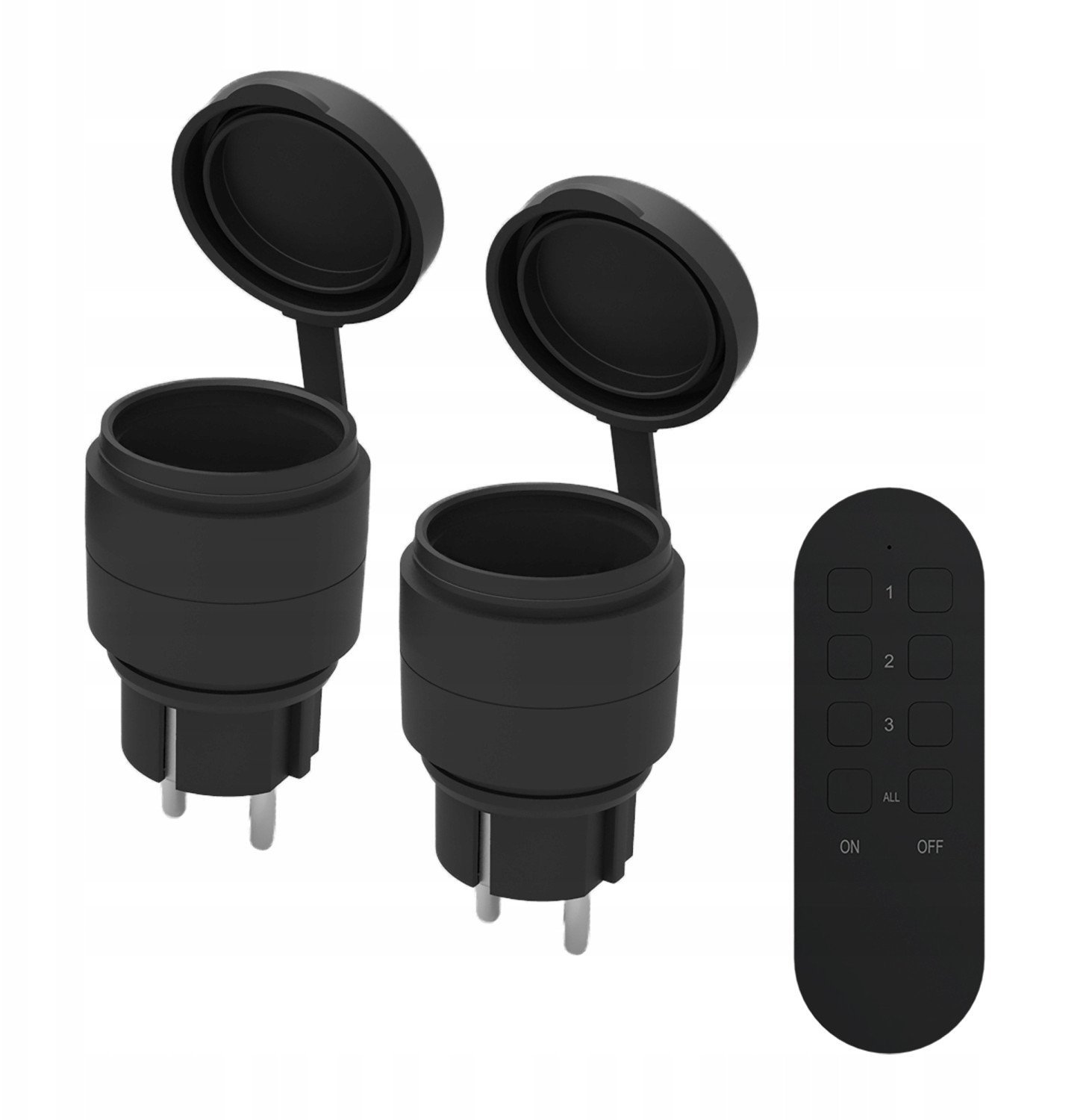 Zestaw bezprzewodowych gniazd MINI, sterowanych pilotem 2+1, 2300W, IP44