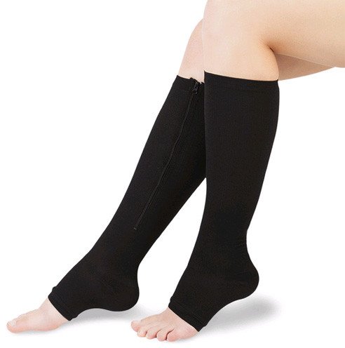 Podkolanówki uciskowe zapinane na zamek czarne L/XL 2 szt