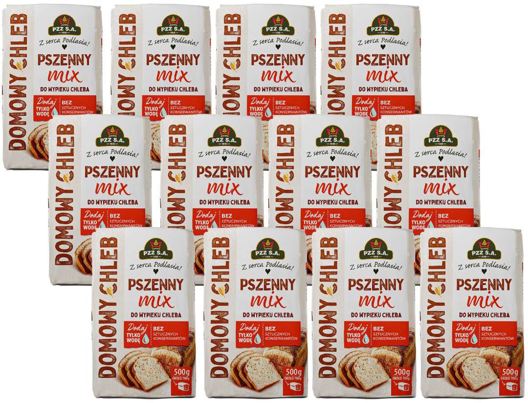 PZZ Mieszanka do wypieku Pszennego chleba domowego 500 g x 12 sztuk