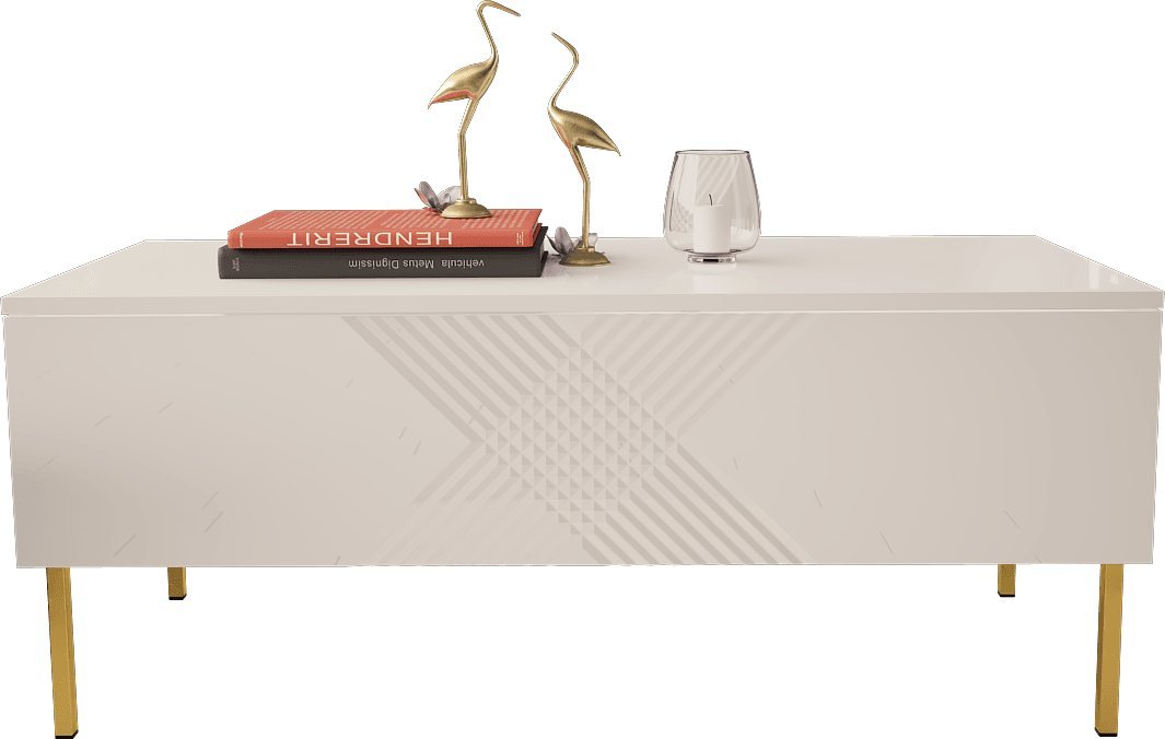 MEGSTYL ŁAWA 120CM NA ZŁOTYCH NÓZKACH - EXITO 3 Biały połysk