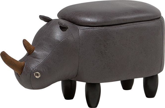 Beliani Pufa zwierzak ze schowkiem ekoskóra ciemnoszara RHINO