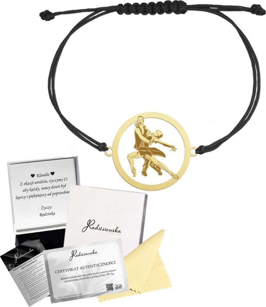 MEJK Jewellery Bransoletka Złota Latino Taniec Sznurek Prezent Biżuteria 925 GRAWER GRATIS