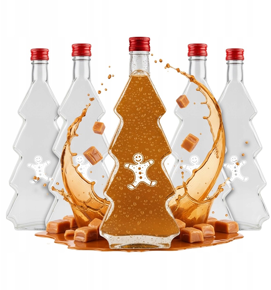 5X Butelki na Święta CHOINKA 500ml Z NADRUKIEM na likier nalewki prezent