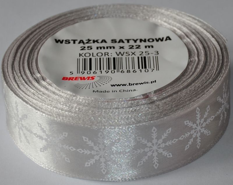 BREWIS Wstążka satynowa BREWIS Boże Narodzenie 25mm x 22m kolor 3 Brewis