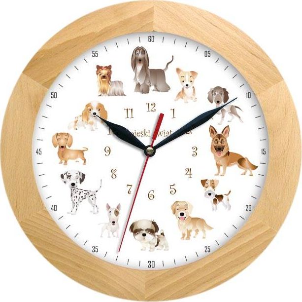Atrix Drewniany zegar ścienny z psami Atrix ATW300P1 JES SW 30 cm uniwersalny